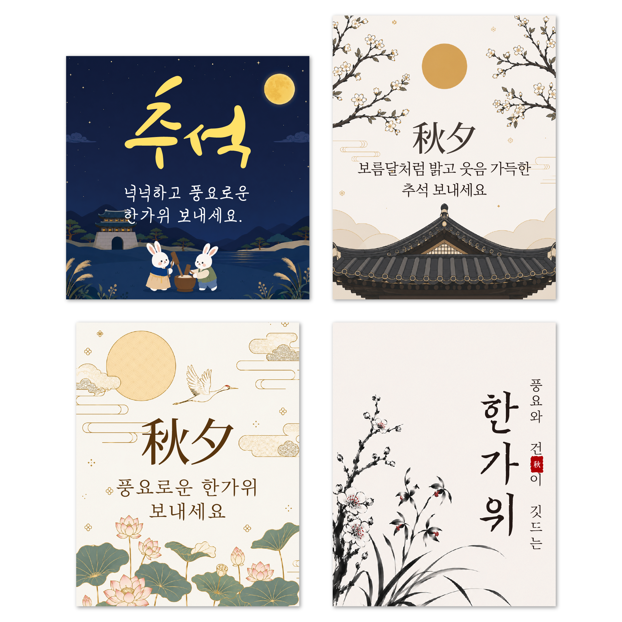 한가위 추석 명절 사각 원형 소량 스티커 제작 01 자유형 46x65mm 15개 이미지 8
