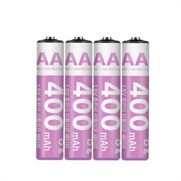 고용량 aaa 충전식 건전지 400mAh4개입 리튬 aaausb 건전지 충전 배터리 - 상품 이미지