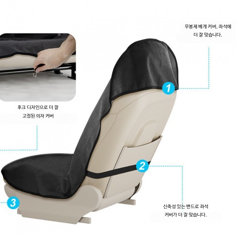 야외용 물놀이 방수 후디 타월 세탁 가능한 자동차 시트 앤유브 - 상세 이미지 3