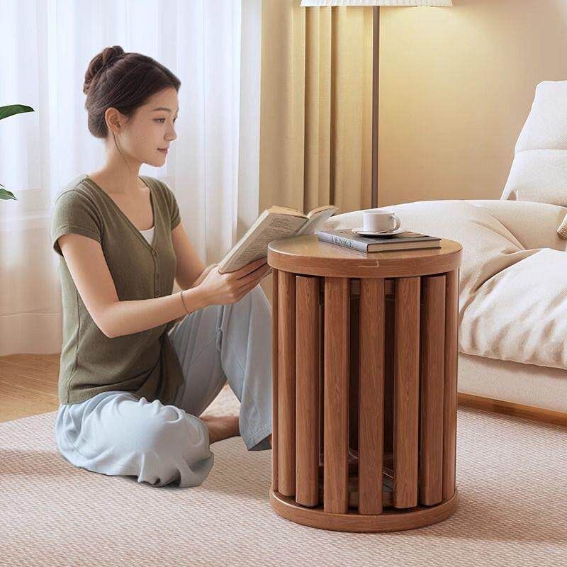 스툴의자 바퀴 스툴 보조의자 간이 결합형 원형 원목 로즈우드 - 상세 이미지 4