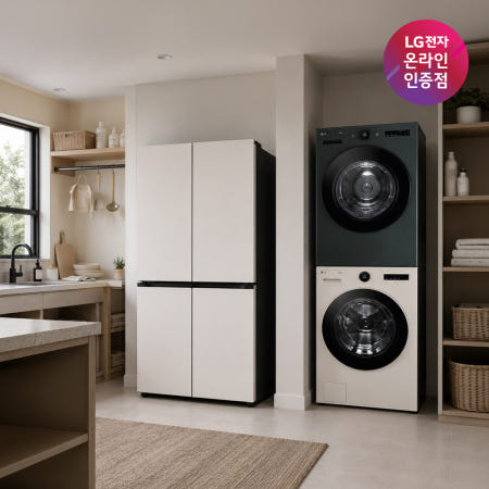 LG 디오스 오브제컬렉션 매직스페이스 냉장고 + LG 트롬 세탁기건조기 세트 (T876MEE111 + FX24ENR-GNG)