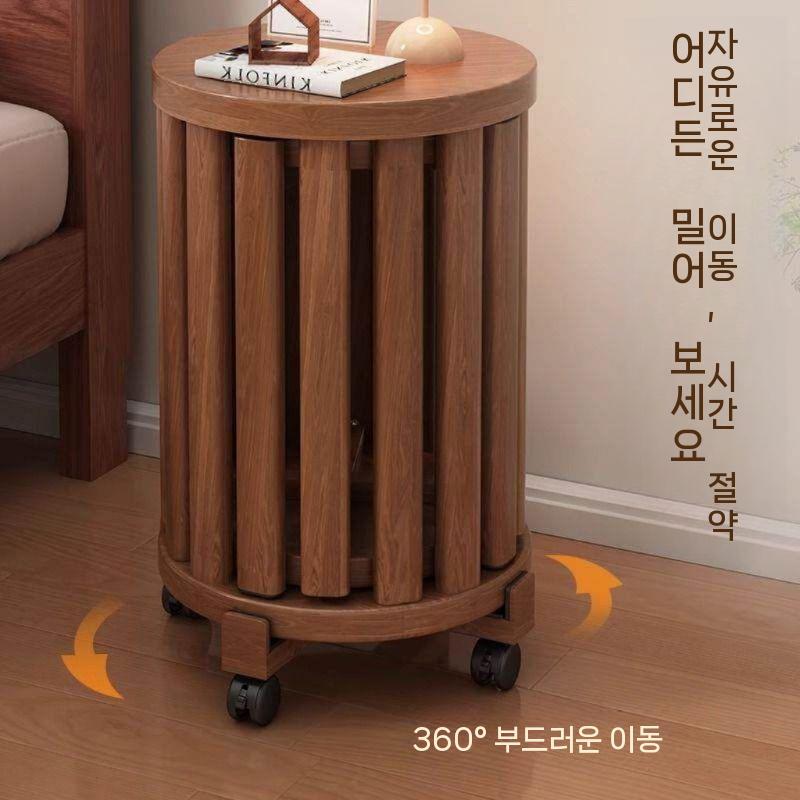 스툴의자 바퀴 스툴 보조의자 간이 결합형 원형 원목 로즈우드 - 상세 이미지 3