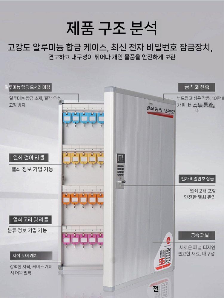 벽걸이 열쇠 보관함 차키 열쇠함 주차장 자동차 박스 24비트 - 상세 이미지 5