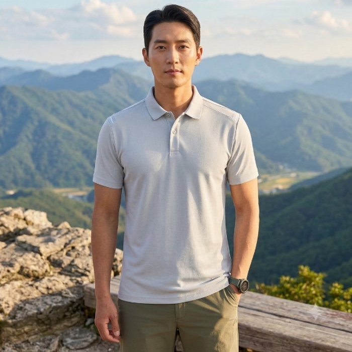 밀레 남성 여름 시원한 피케 어깨 파이핑 포인트 기능성 반팔 티셔츠 - 상품 이미지