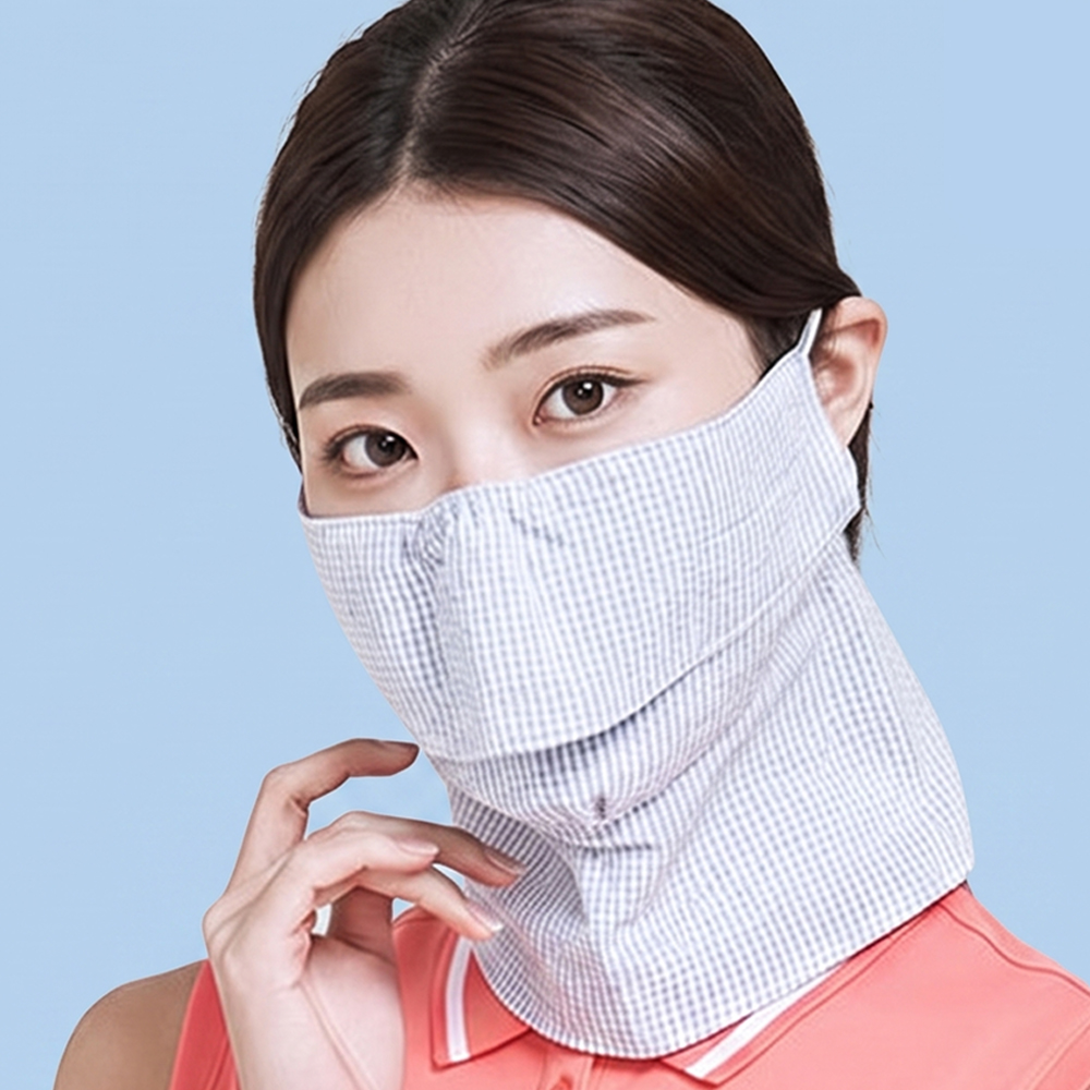 여름 골프 지지미 풀커버 마스크 냉감 쿨 자외선 차단 여성 얼굴 햇빛가리개 러닝 - 상품 이미지