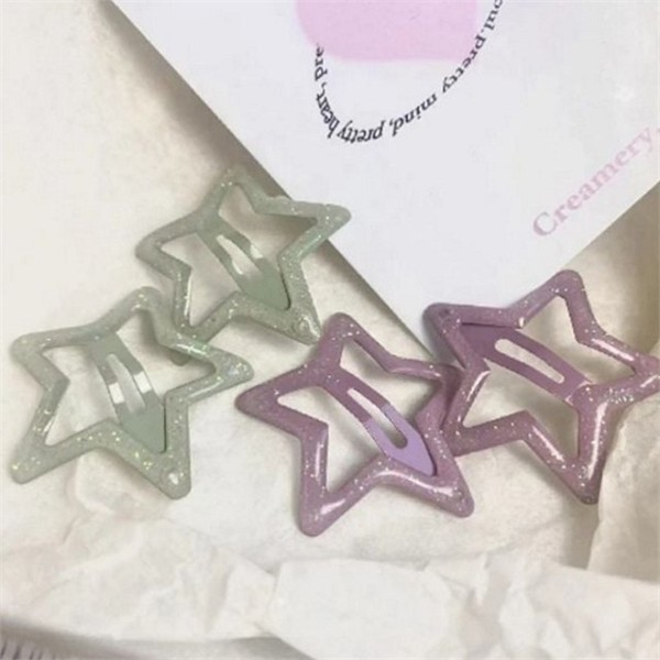 글리터 유아 머리핀 1pcs 반짝이 어린이별 머리핀 액세서리 헤어핀 클립 - 상품 이미지
