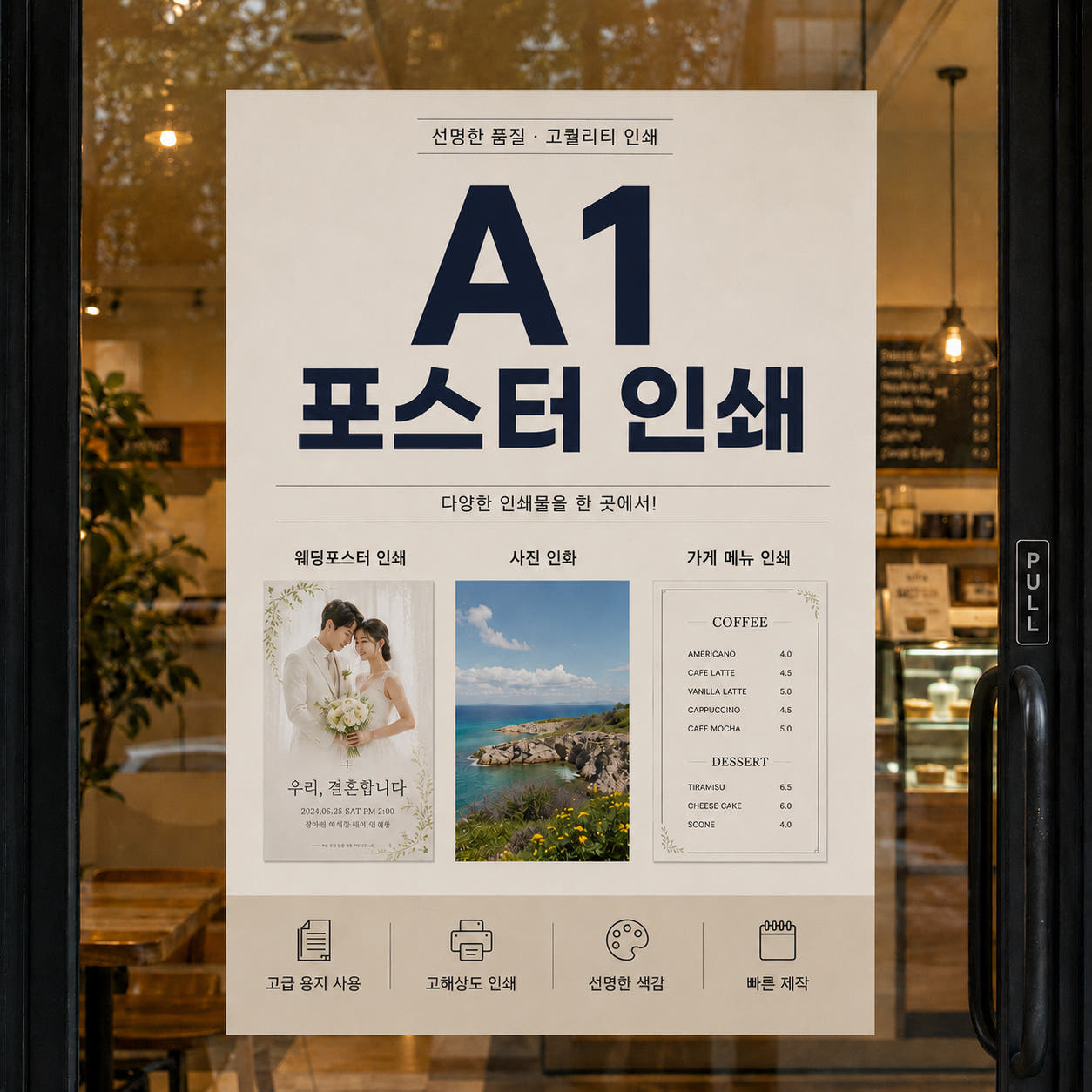 당일 출고 포스터 인쇄 제작 인화 소량 주문제작 반광택 인화지, A1 (59.4 x 84.1cm), 235g - 상품 이미지