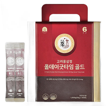 (최신제조) 풍년보감 6년근 고려홍삼정 올데이굿타임 골드 홍삼스틱 지함 10g x 100포_OY909