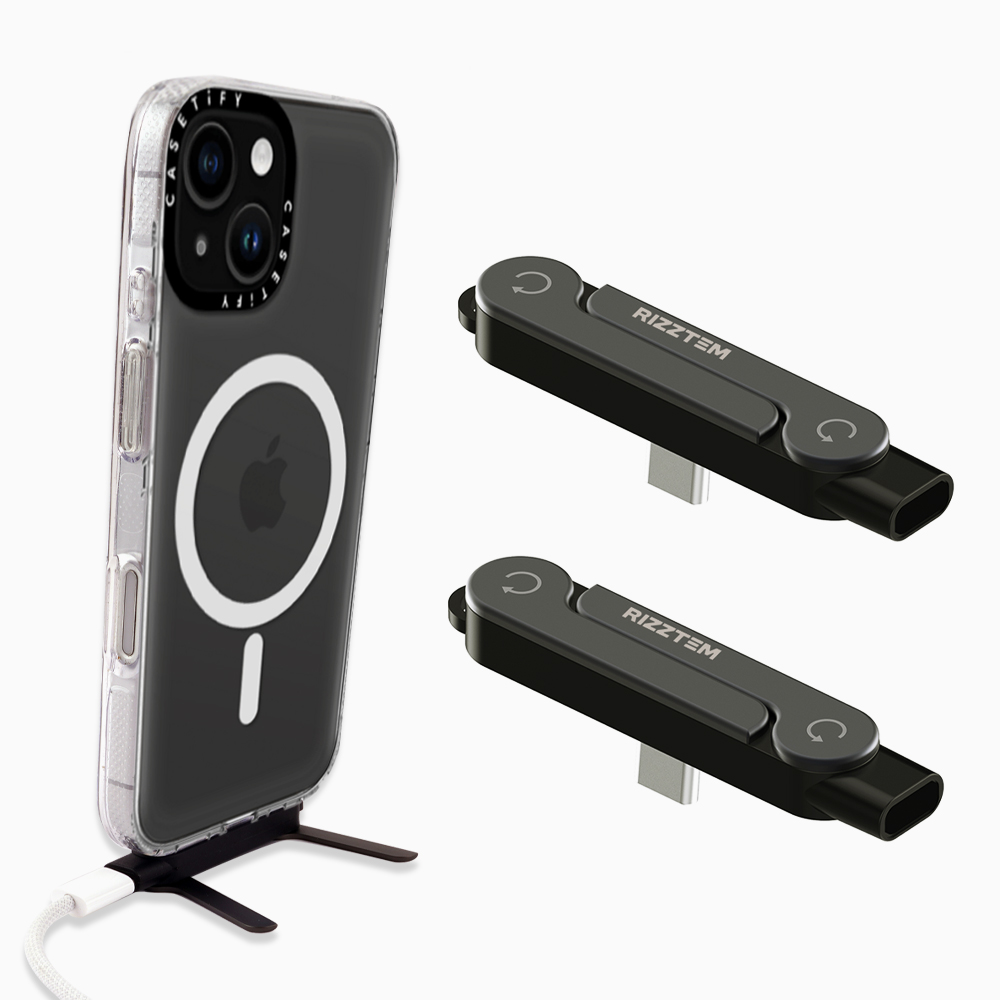 1+1 리즈템 충전 거치대 240w c타입 젠더 스탠드형 거치충전겸용 다크그레이 2개 - 상품 이미지