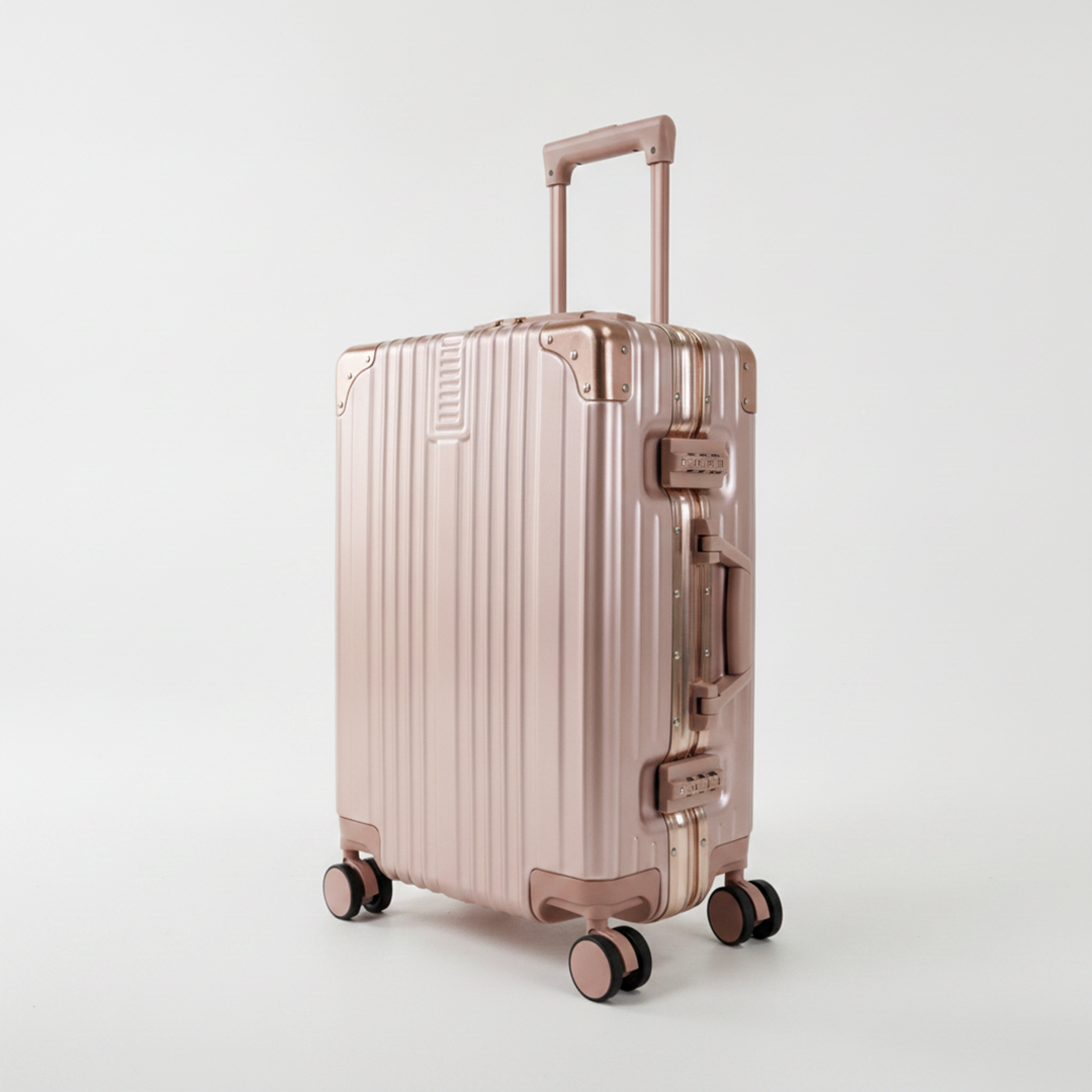 3중압축 폴리카보네이트 여행용 캐리어 금고형 메탈베이직 54cm(20인치)_소형, 핑크 - 상품 이미지