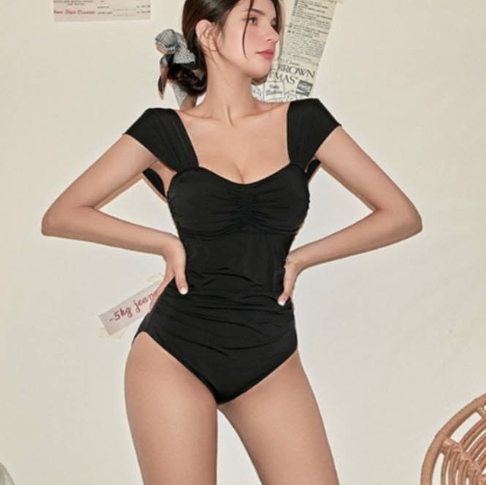 캡내장수영복 여학생수영복 롱원피스수영복 비치웨어커버업 - 상품 이미지