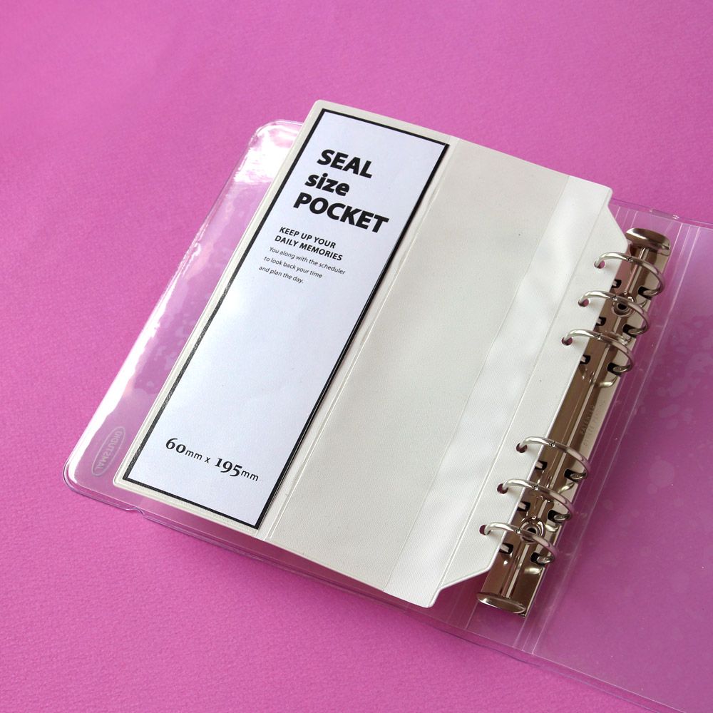 A6 와이드 6공 다이어리 스티커포켓 Seal 긴 스티커 네컷사진 보관 - 상품 이미지