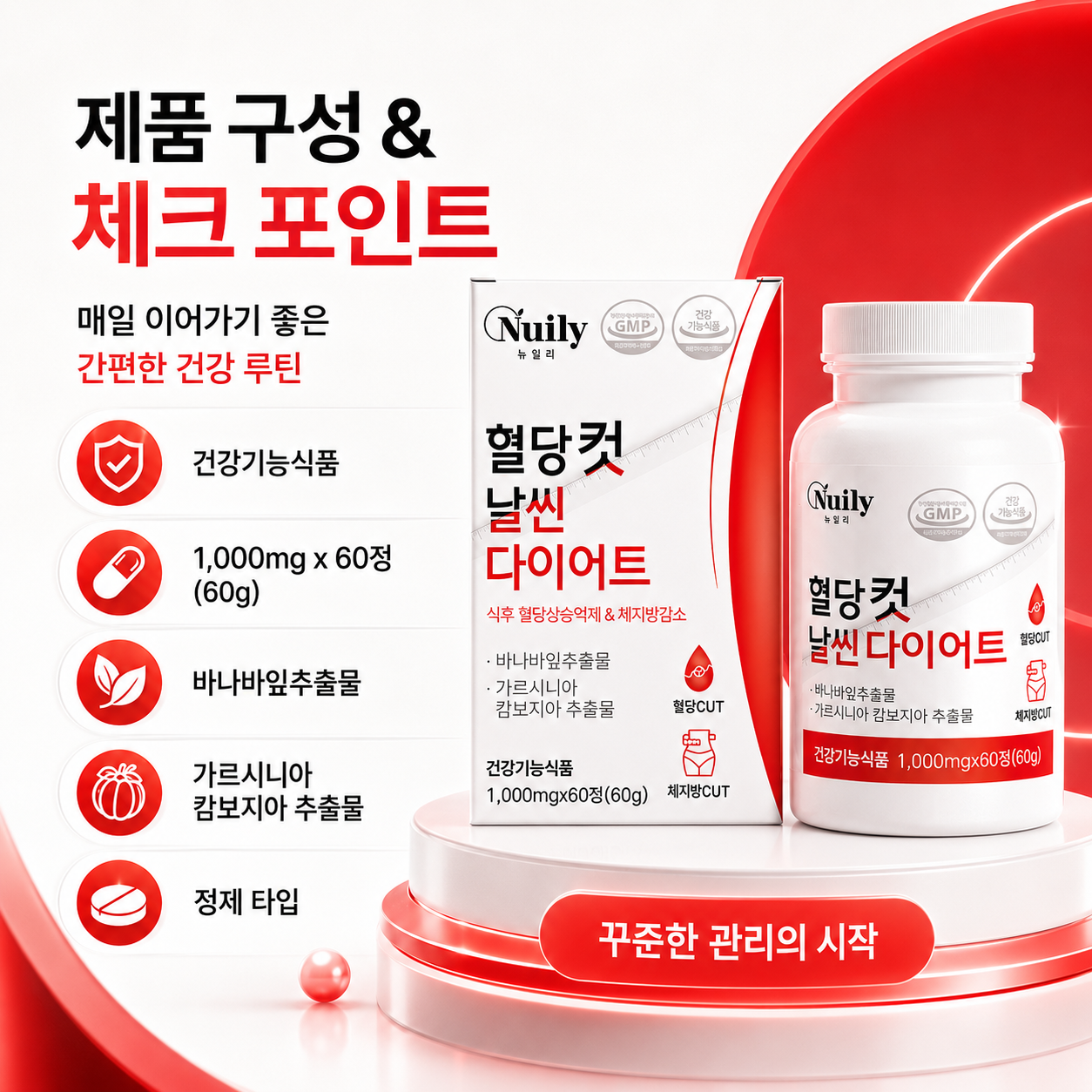 바나바잎추출물 + 가르시니아 1,000mg x 60정 구성 - 상세 이미지 3