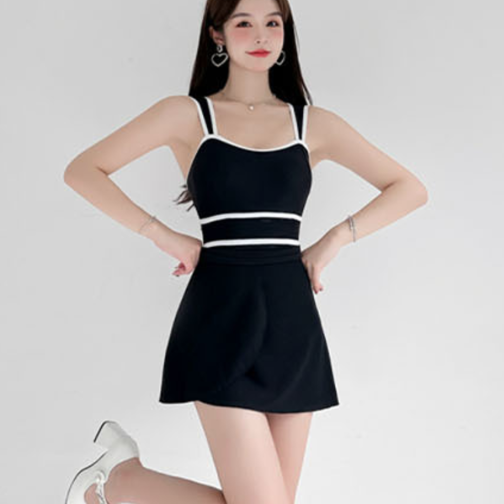 여성원피스수영복 스커트랩수영복 비치세트 - 상품 이미지