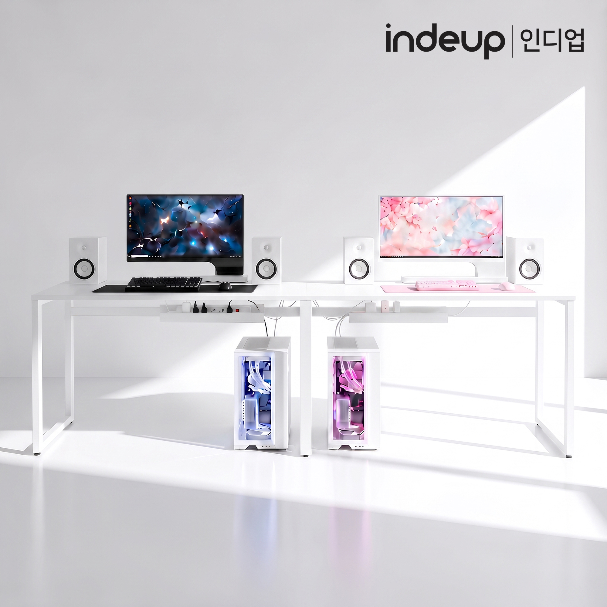인디업 2200 2인용 컴퓨터책상 공부방 2인 와이드 넓은 대형 철제책상 - 상품 이미지