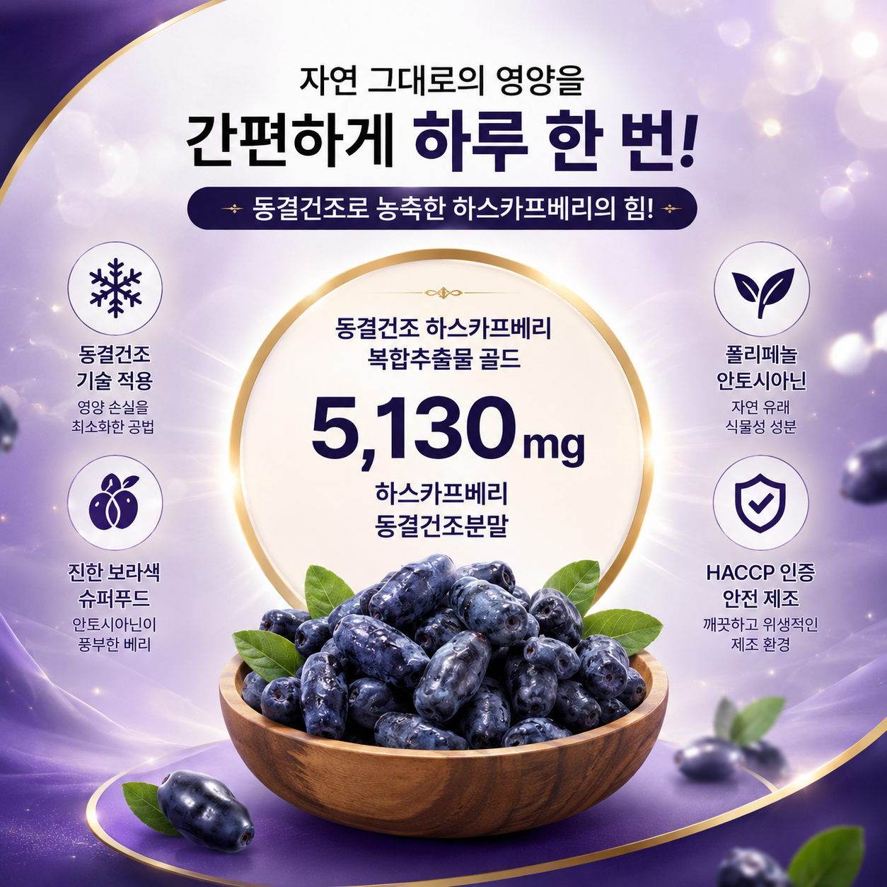 뉴일리 동결건조 하스카프베리 복합추출물 골드 600mg 60정 - 상세 이미지 2