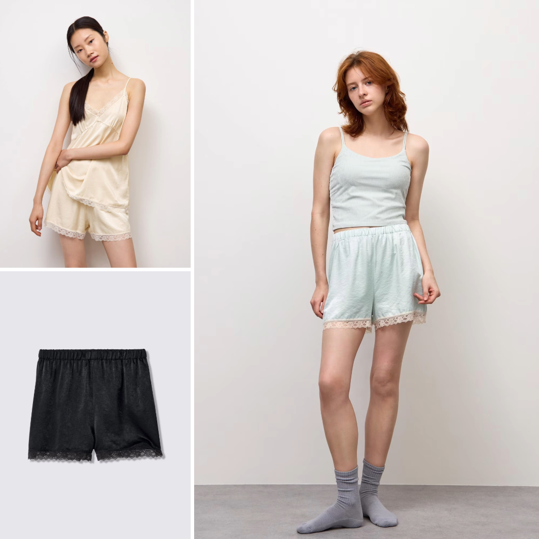 GU 새틴 이지 반바지 [26SS] 홈웨어 여름 잠옷 데일리 시원한 - 상품 이미지