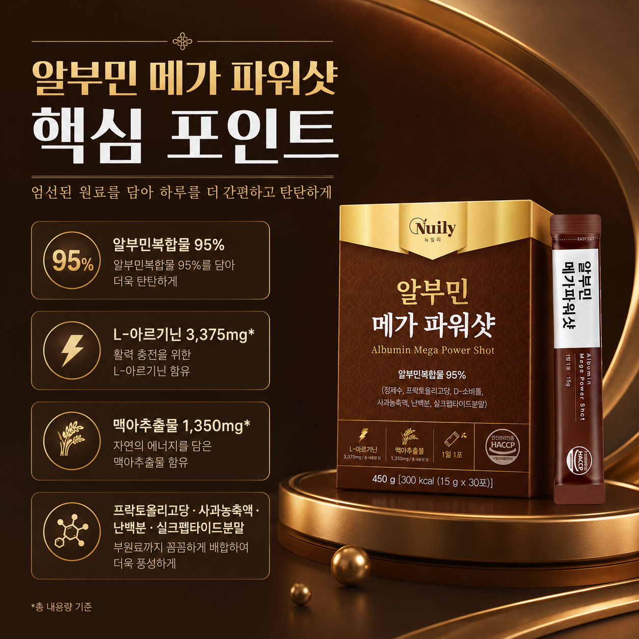 뉴일리 알부민 메가 파워샷 알부민복합물 95% L-아르기닌 15g 30포 - 상세 이미지 5