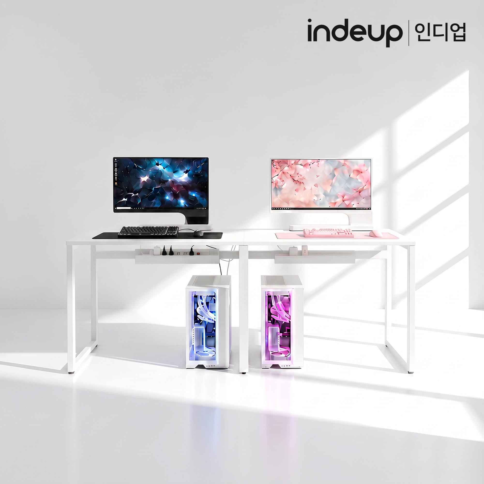 인디업 1800 2인용 컴퓨터책상 공부방 2인 원룸 넓은 와이드 철제책상 - 상품 이미지