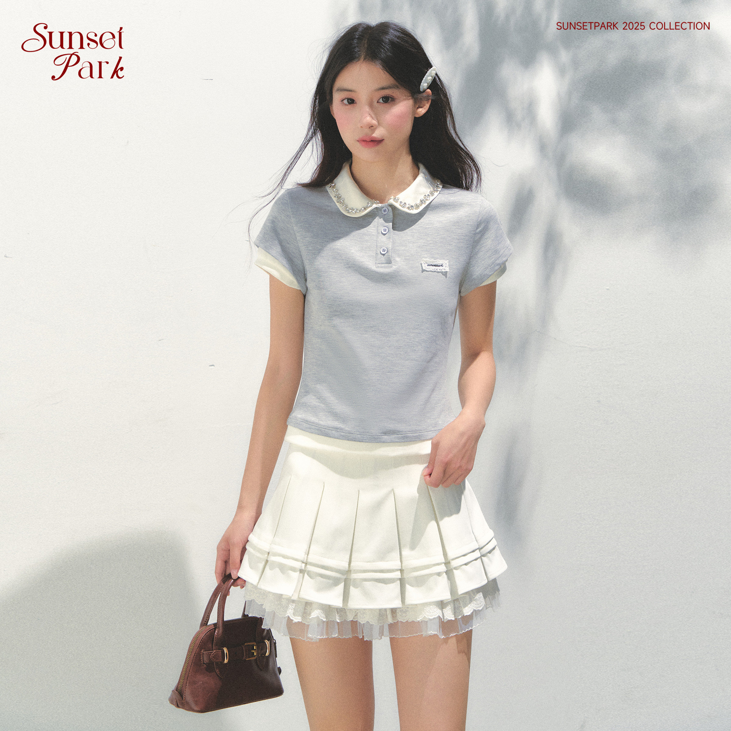 SunsetPark 큐빅 폴로 카라 여성 반팔티셔츠 - 상세 이미지 3