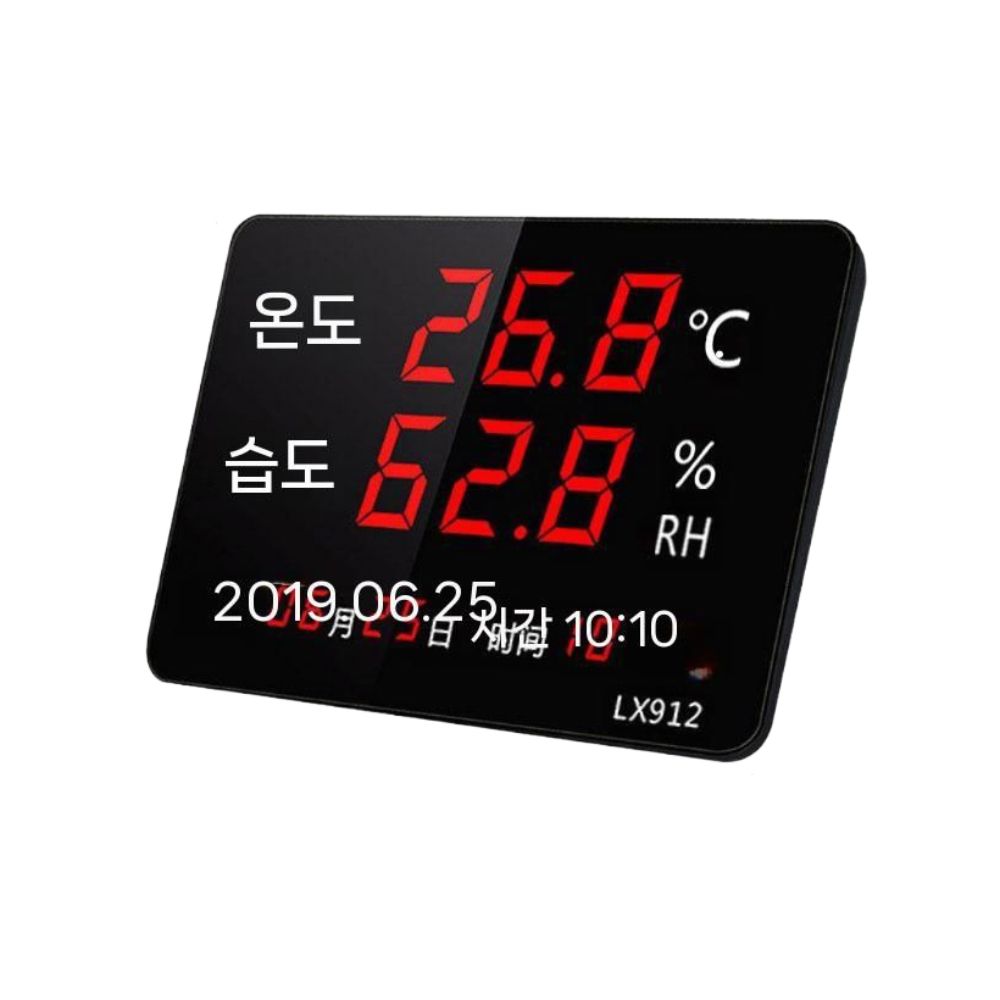 온습도계 디지털 측정기 실내 시계 탁상 실험실 센서 내장 프로브 측정 -40-80 - 상품 이미지