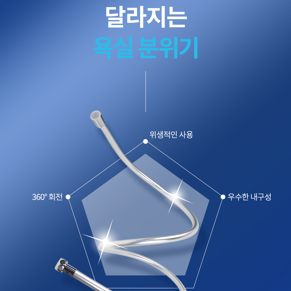 꼬임없는설치간편샤워호스 물때방지연결부회전욕실호스 곰팡이방지욕실용 360도회전 1.5M 이미지 6