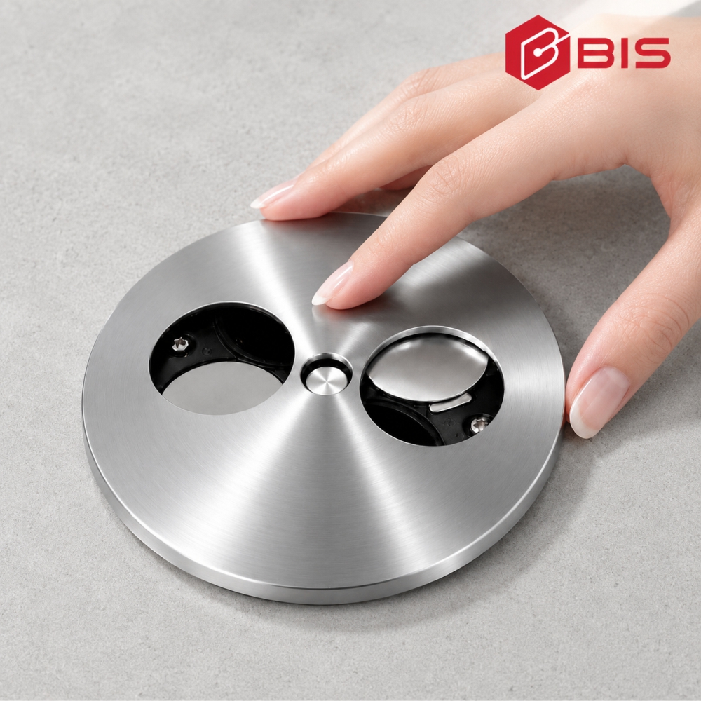 BIS 빌트인콘센트 BID-201SP 메탈 1구 USB 가구 식탁 책상 상판 매립 콘센트 - 상품 이미지