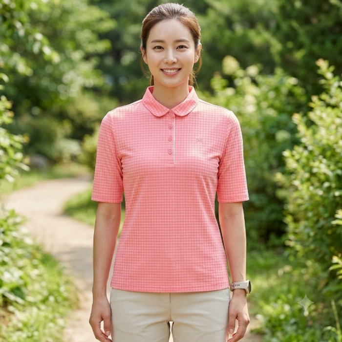 밀레 여성 여름 라운드형 카라 골지소재 아우터 반팔 티셔츠 - 상품 이미지