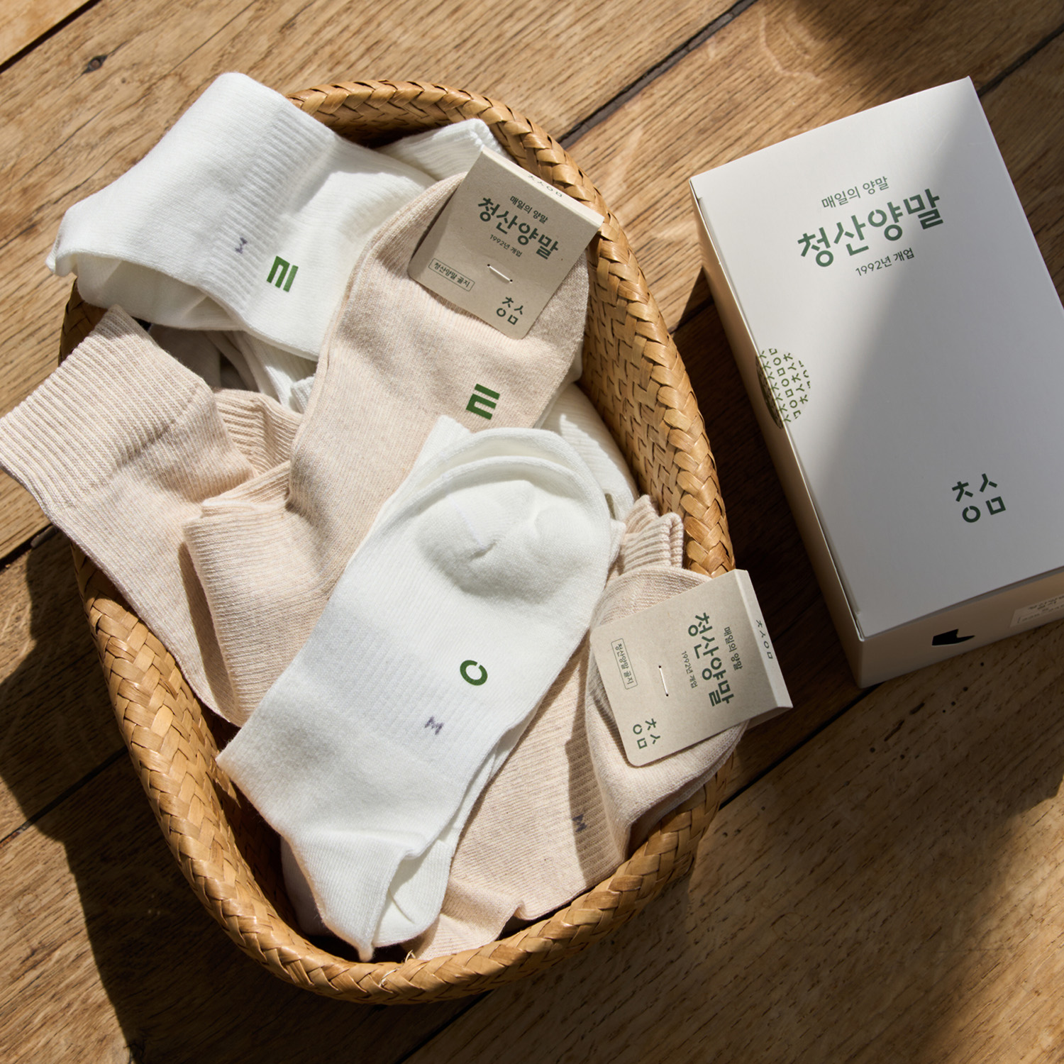 청산양말 골지 장목 무봉제 면 6켤레 선물세트 사이즈 S M L 국산 이미지 8