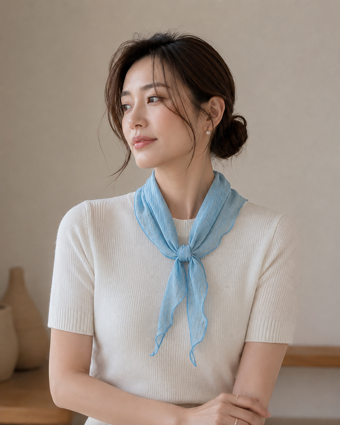 명품 여름용 여자 미니 쁘띠 방도 넥스카프 할머니 스카프 종류 - 상세 이미지 2