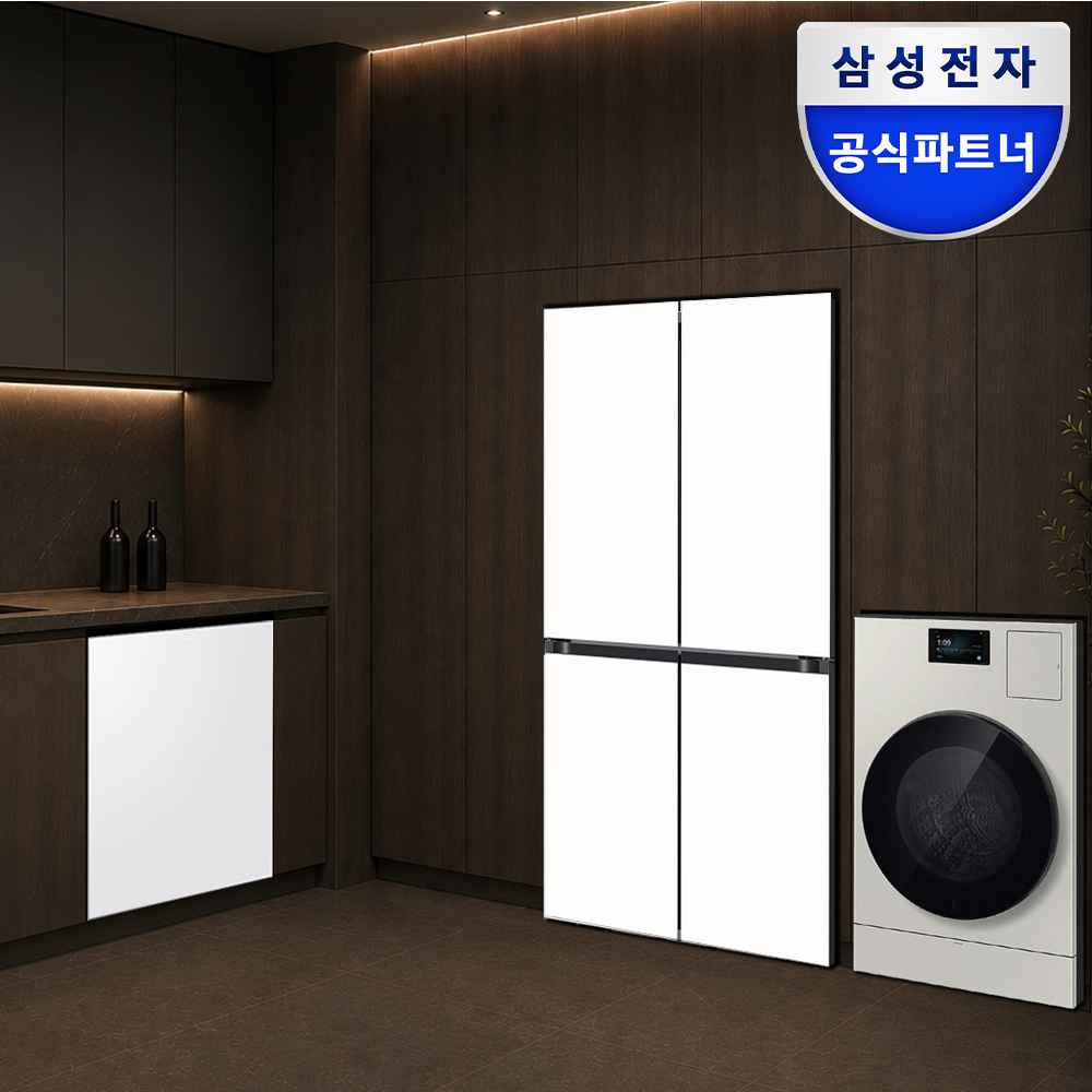 [신혼가전]눈까지 즐거운 우리가전 14인 식기세척기+AI콤보 세탁기+1등급 4도어 에센셜화이트 냉장고 - 상품 이미지