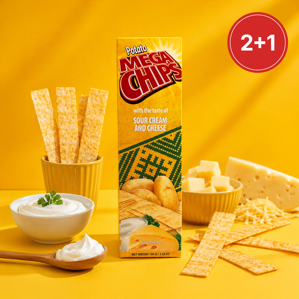 2+1 메가칩스 포테이토 감자칩 포테이토칩 사우어크림 앤 치즈 100g - 상품 이미지