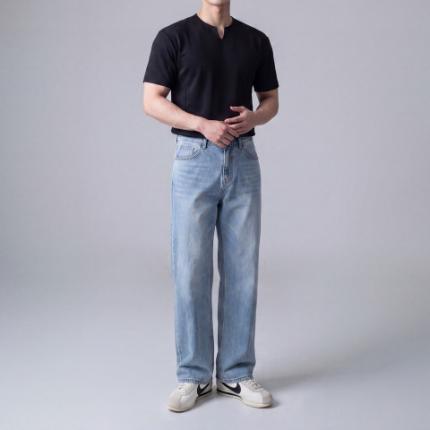 슬릿넥 남성쿨티셔츠 두꺼운반팔티 남자브이넥반팔티 이미지 6