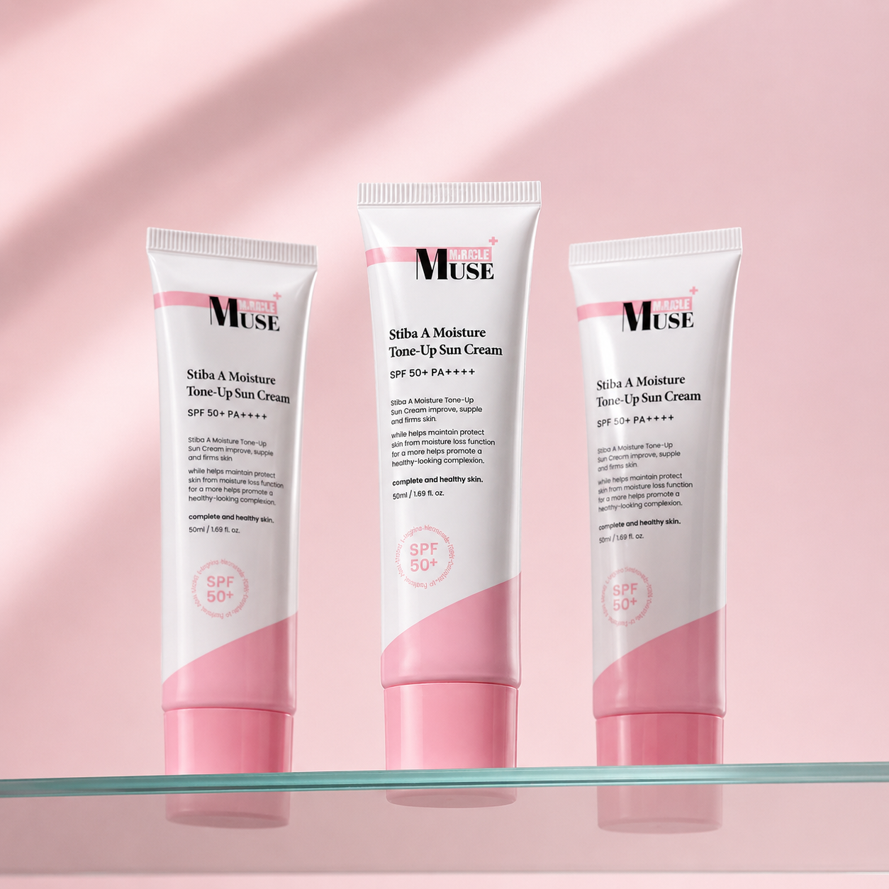 미라클뮤즈 스티바A수분톤업 선크림 PDRN EGF판테놀 기미화잘먹파데프리 50ml, 3개 - 상품 이미지