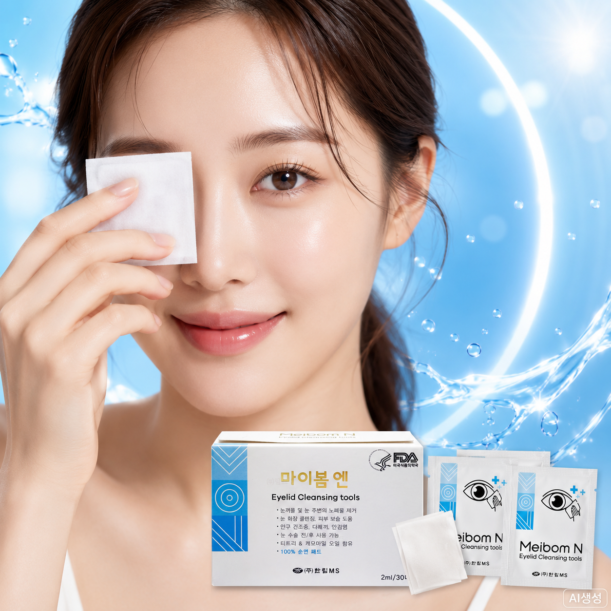 마이봄엔 패드형 2ml 30매 눈꺼풀 세정제 마이봄샘 청결제 눈 세척 화장 클렌징 - 상품 이미지