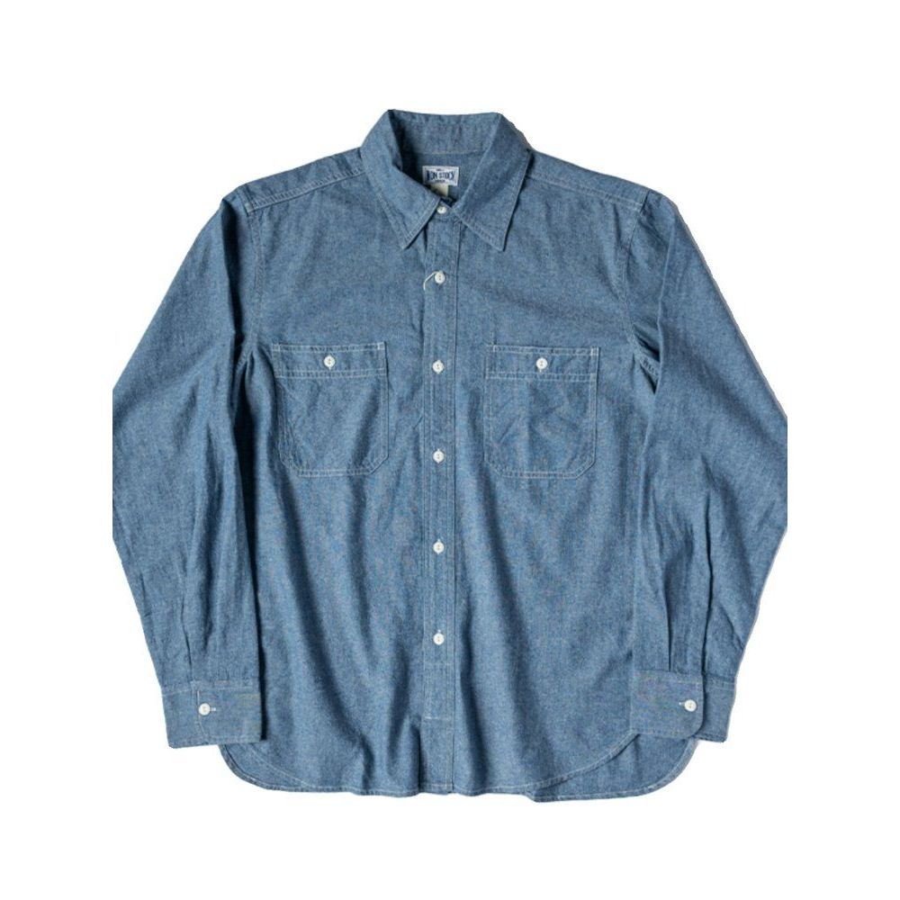 NON STOCK논스탁 샴브레이 셔츠 아메카지 워크웨어 데님남방 입문 브론슨 1950s Light Blue M - 상품 이미지