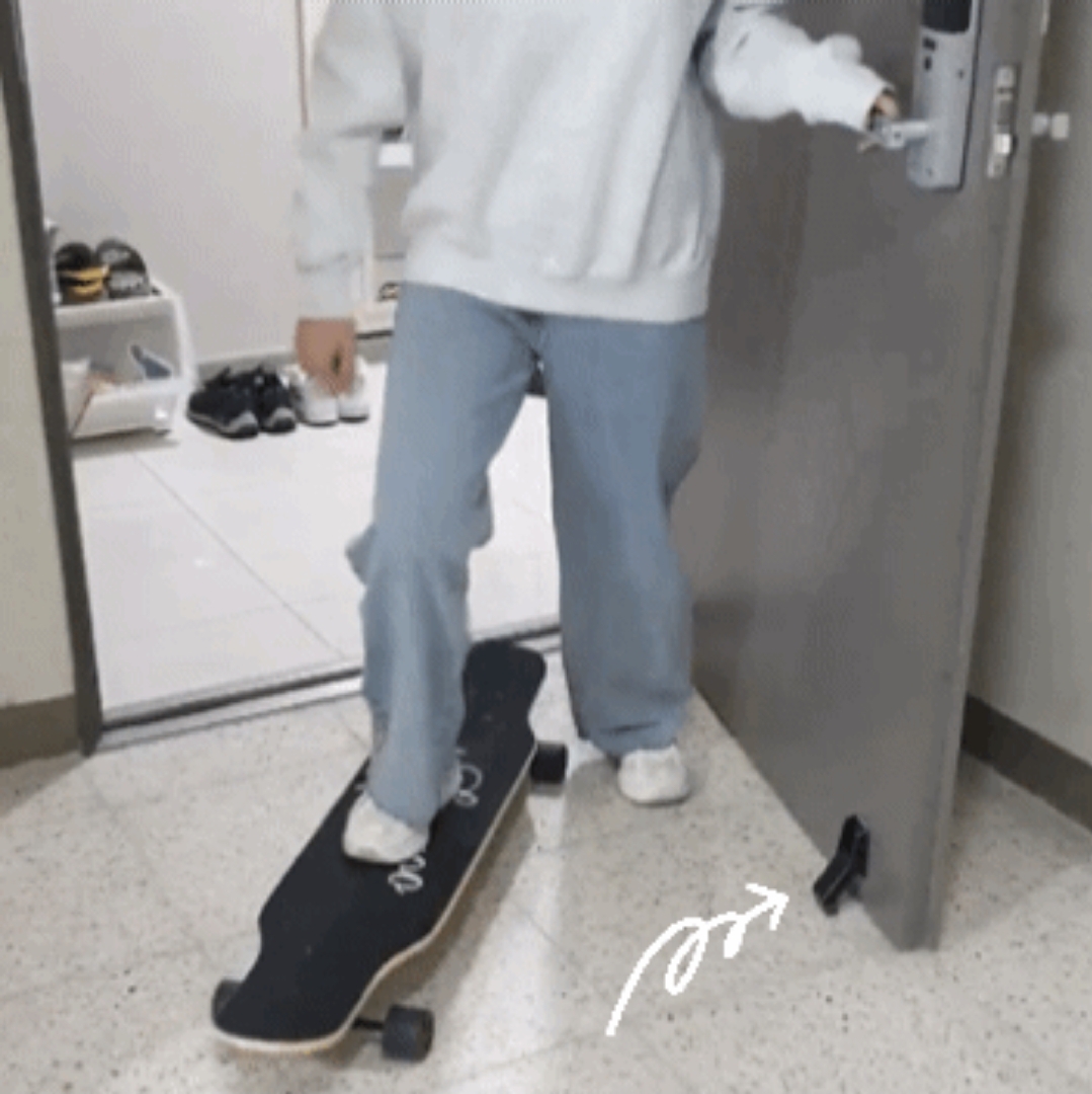 무타공 도어스토퍼 힙톡 현관 말발굽 반자동 블랙