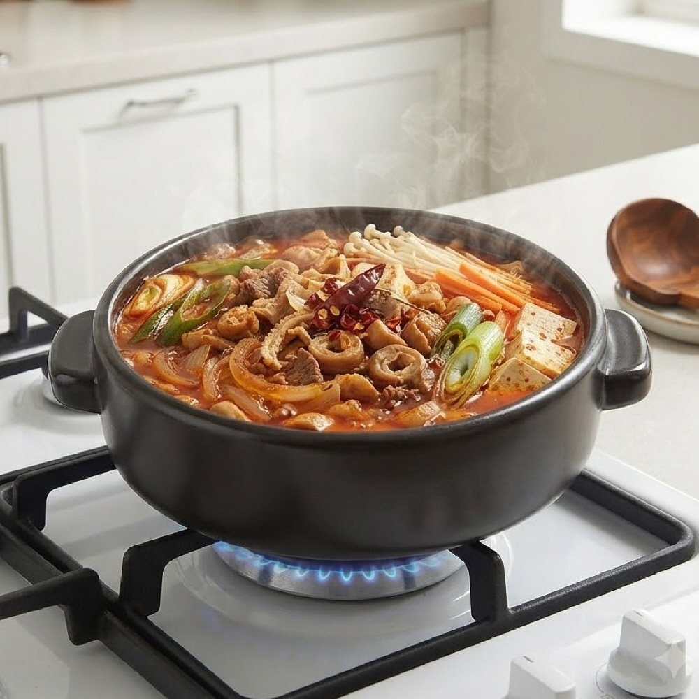 수궁 세라믹 된장 찌개 불고기 무균열 내열 전골 뚝배기 18.3cm 이미지 8