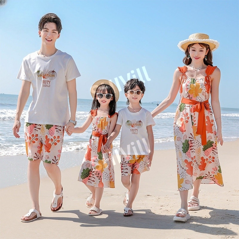 패밀리룩 시밀러룩  모녀 커플 비치 드레스 휴양지 가족 휴가룩 비치웨어 바캉스룩 - 상세 이미지 4