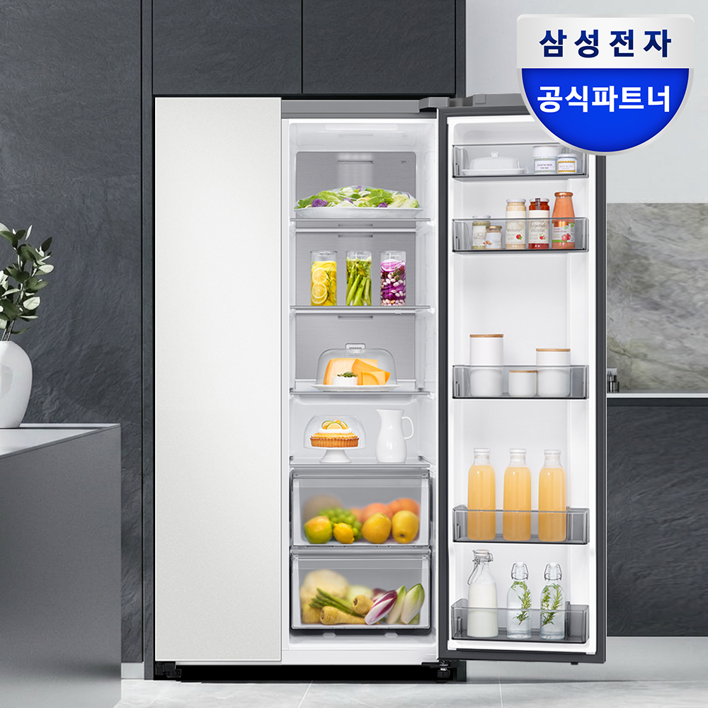 삼성 냉장고 비스포크 양문형 900리터 이하 852L 코타화이트 삼성 비스코프 냉장고 상품 이미지