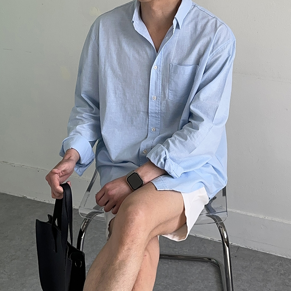 남성 린넨 셔츠 흰색 여름 오버핏 쿨 남방 난방 남자 셔츠 상품 이미지
