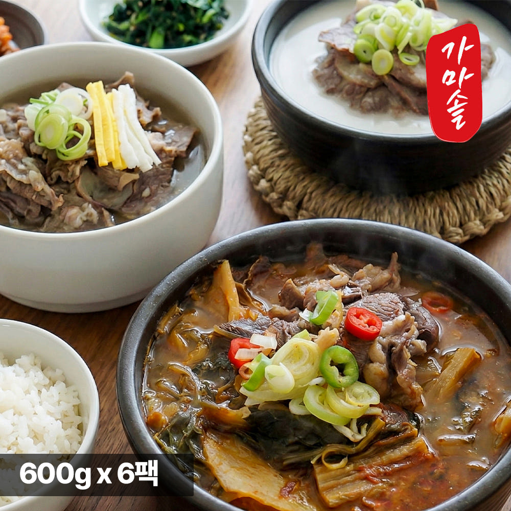[6팩] 가마솥 수제 국밥 밀키트 맑은 나주 곰탕 설렁탕 소고기국밥 600g 6팩 - 상품 이미지