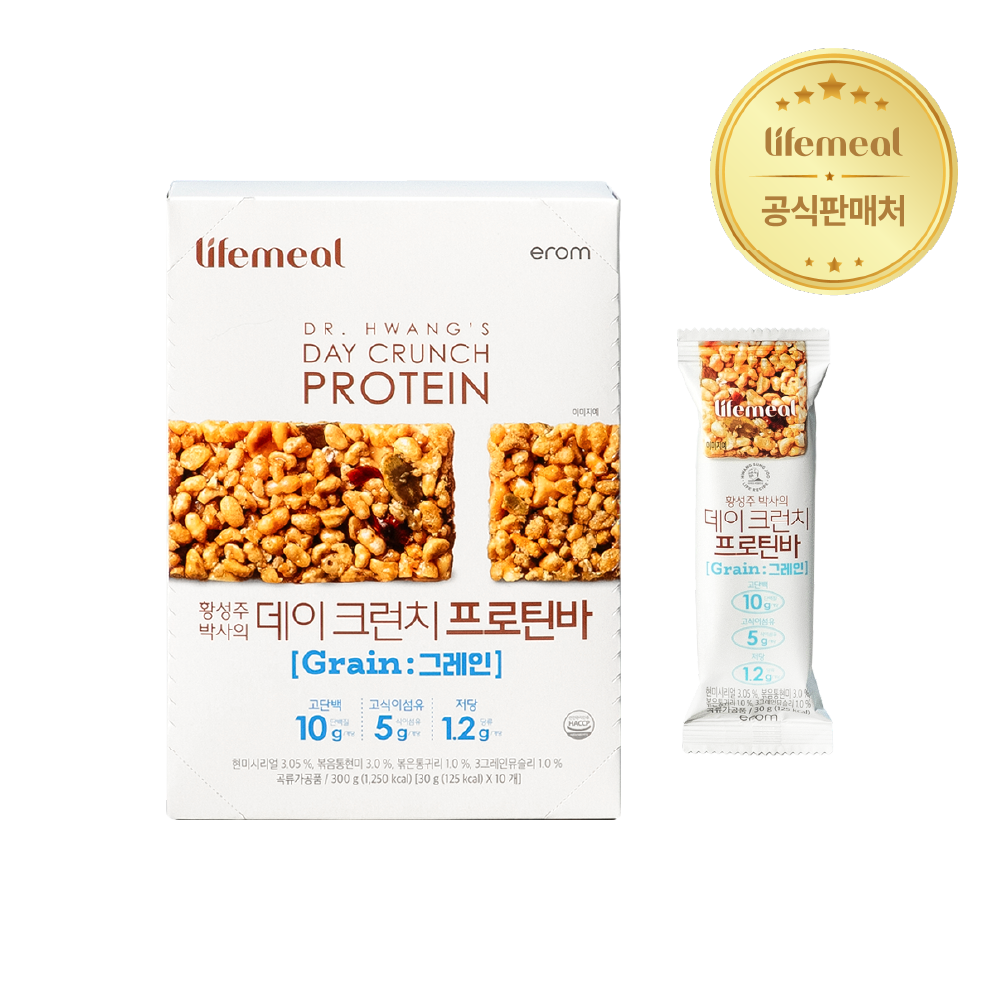 황성주 박사의 데이 크런치 프로틴바 에너지바 칼로리 간식 그레인, 10개입, 1개 - 상품 이미지