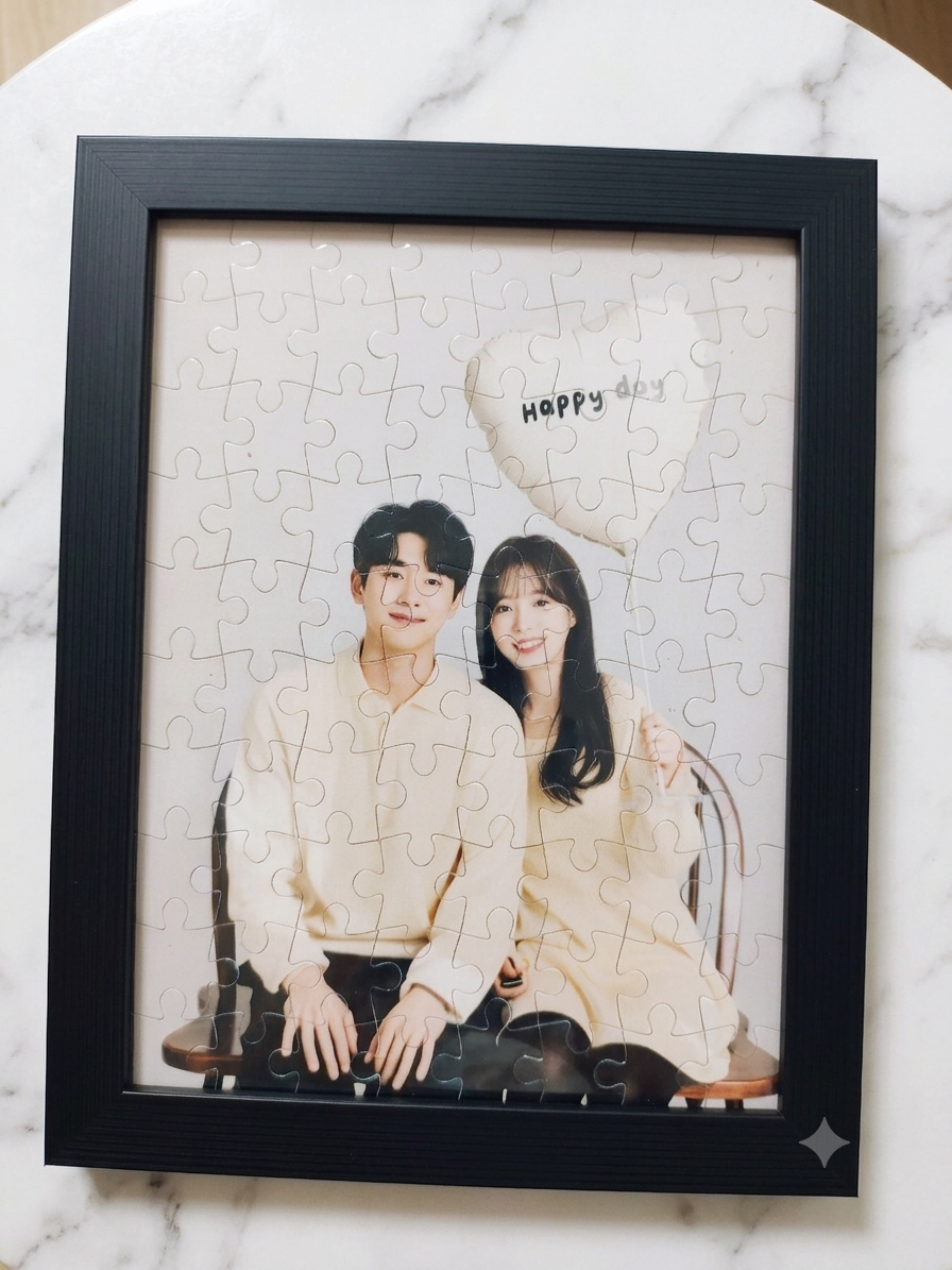 사진퍼즐 주문제작 액자세트 A5 포토퍼즐 커스텀 커플액자 가족 선물 반려동물 이미지 4
