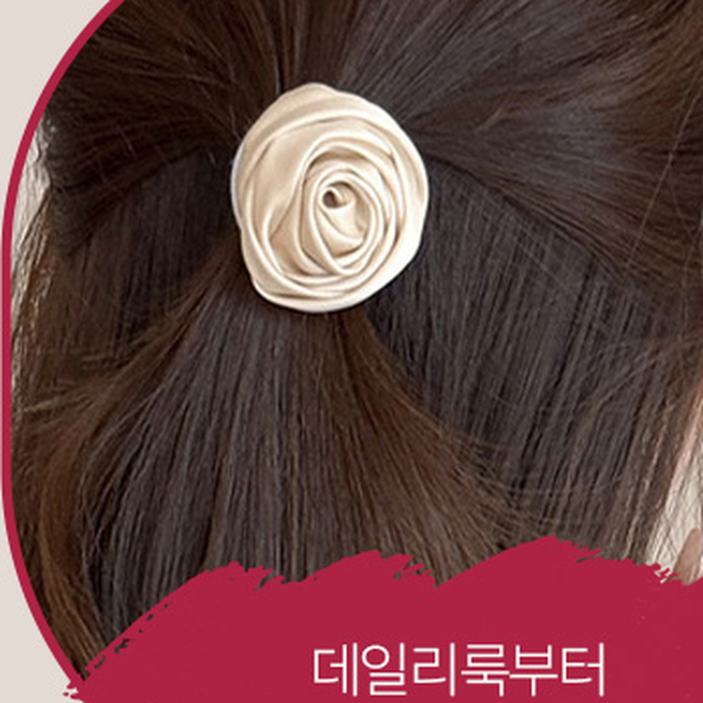 헤어포인트패션소품꽃머리끈 로맨틱무드장미머리끈 꾸안꾸헤어슈슈 - 상세 이미지 4