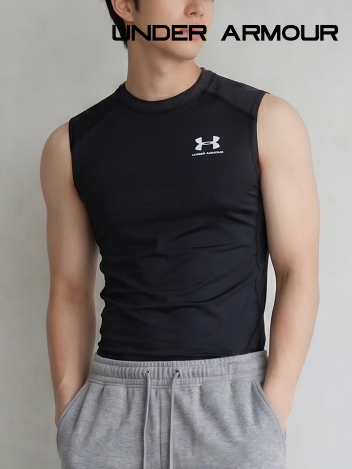 언더아머 민소매티 히트기어 컴프레션 블랙 1361522-001 - 상세 이미지 4