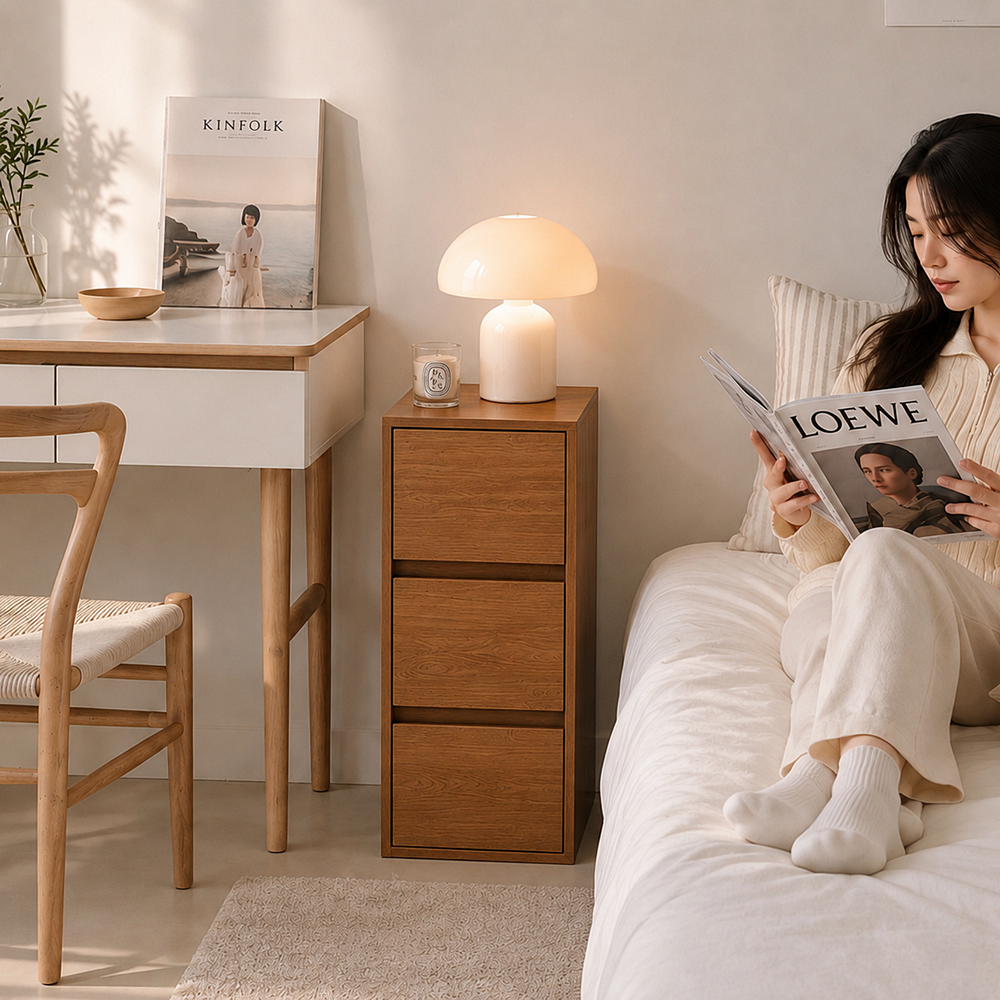 베이 3단서랍장 폭좁은 틈새 미니 낮은 슬림 옷 작은 서랍장 - 상품 이미지
