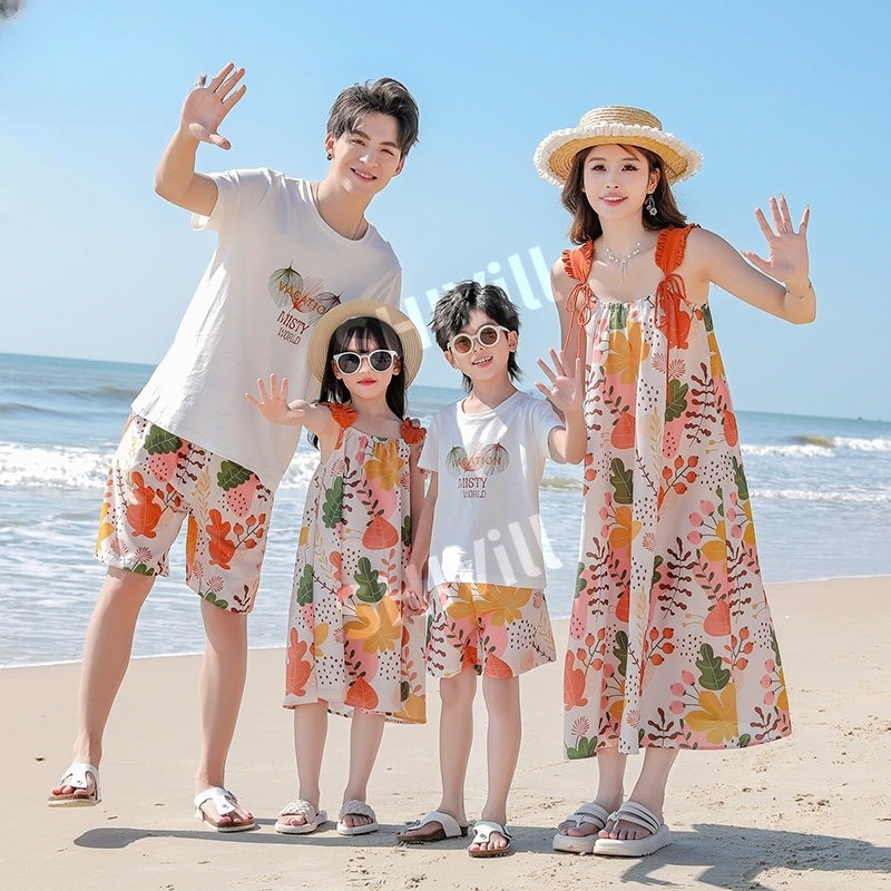 패밀리룩 시밀러룩  모녀 커플 비치 드레스 휴양지 가족 휴가룩 비치웨어 바캉스룩 - 상세 이미지 2