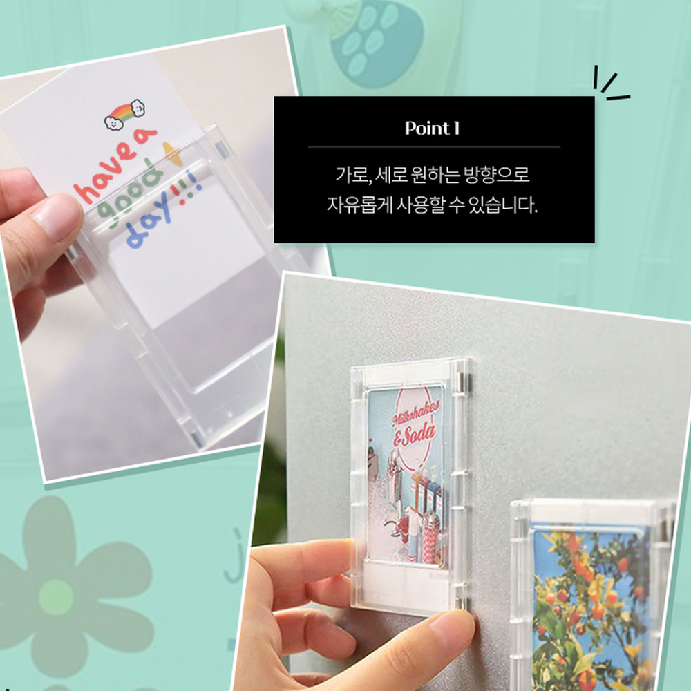 다용도활용냉장고고정자석액자 사진전시메모고정미니액자 포토카드데스크테리어 블랙 - 상세 이미지 3