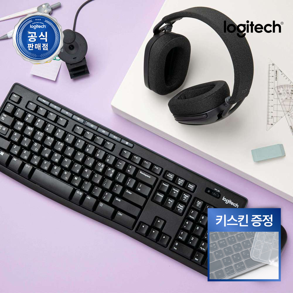 [키스킨증정][N배송] 로지텍코리아 공식 MK295 콤보 무소음 무선 키보드 마우스 세트 그래파이트, 멤브레인